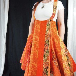 🧡Handmade Orange 1950's-inpsired Swing Dress🧡